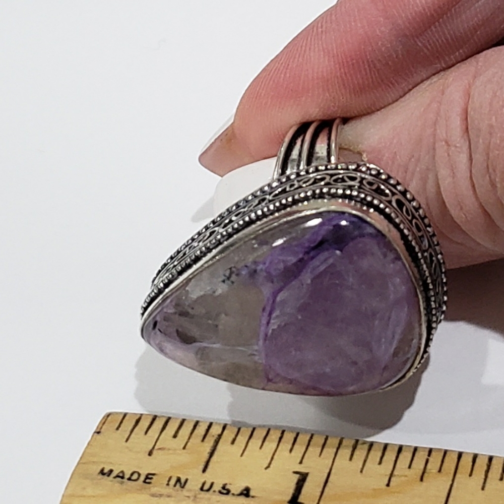 Charoite Gemstone, 925 Silver Ring - image 5